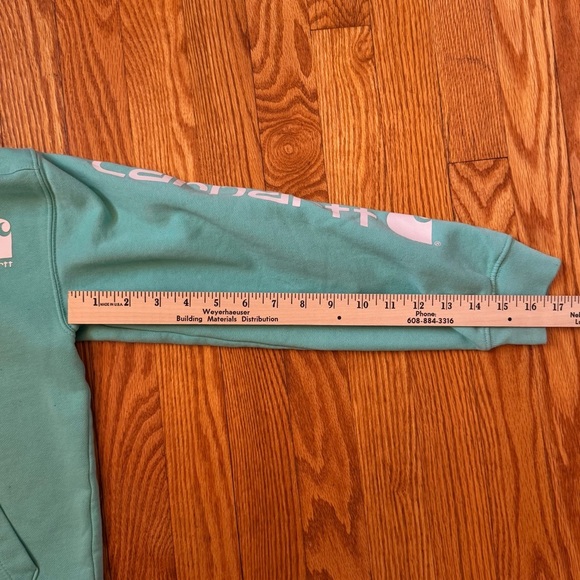 Carhartt Girl’s Teal Hooded Sweatshirt with Front Pocket Size Small (8) - Picture 13 of 13